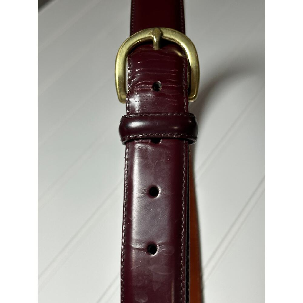 Vintage Coach Model 3921 Burgundy Leather Belt Solid Brass Buckle - Picture 2 of 9